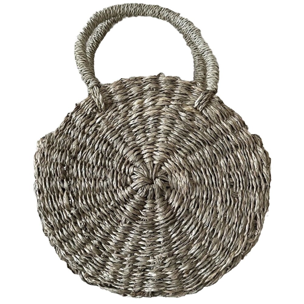 Woven Straw Seagrass Bag Purse Tote Handmade Round USA Charleston Beach Island